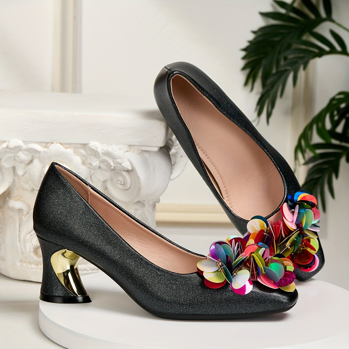 Elegant Women'S High Heels with a Chunky Square Toe, Stylish And Suitable for Weddings, Parties, Dances, Outdoor Wear, And Travel in Any Setting., Women Shoes