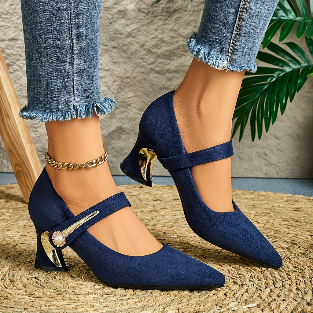 Elegant Women'S Casual Pointed Toe High-Heeled Mules, Comfortable Chunky Heel Versatile Style, Suitable for Travel, Outdoor Wear, And Night Club Parties., Women Shoes