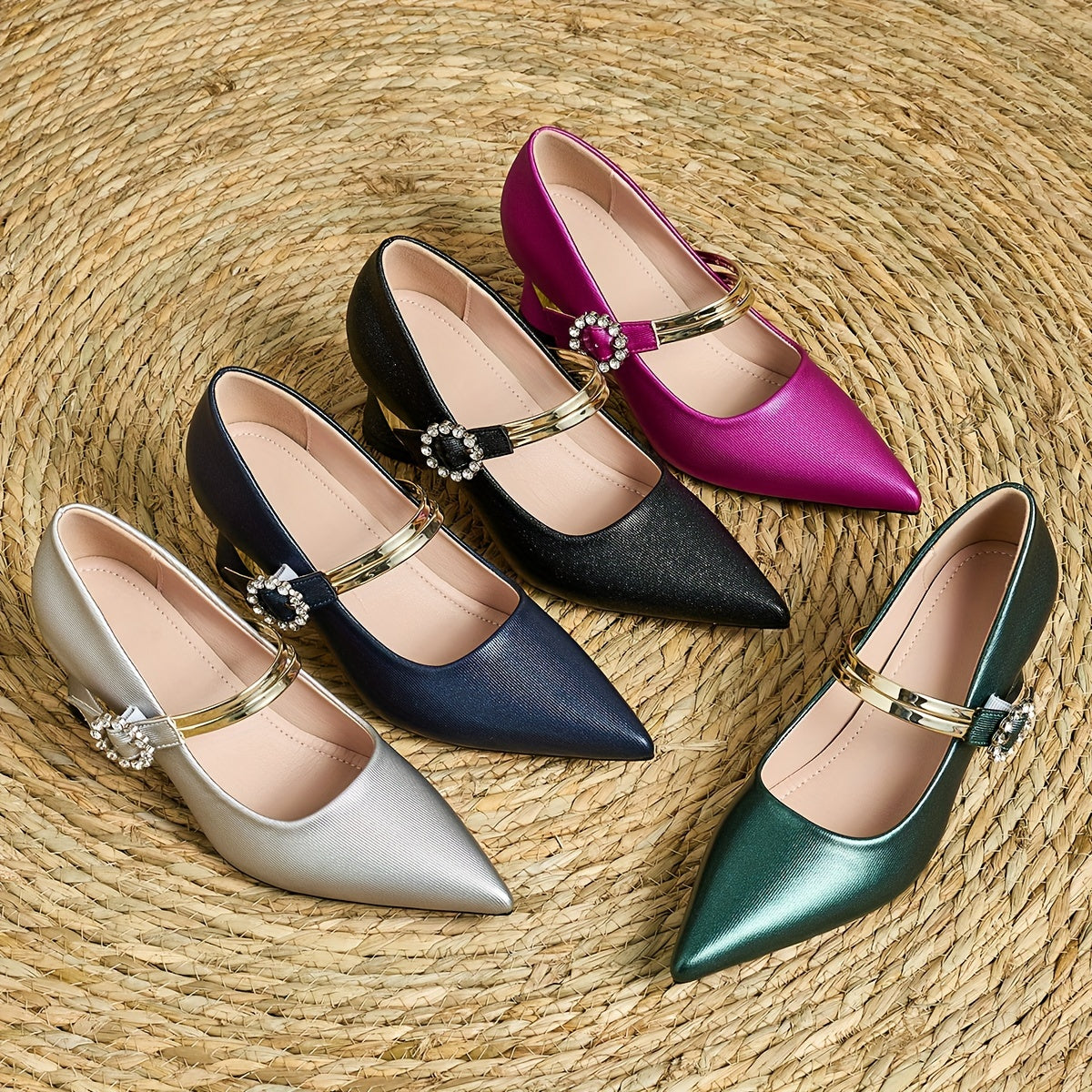 Elegant Ladies Casual Pointed High Heel Mules Comfortable Thick Heels All-match Style Suitable for Travel and Nightclub Parties, Women Shoes