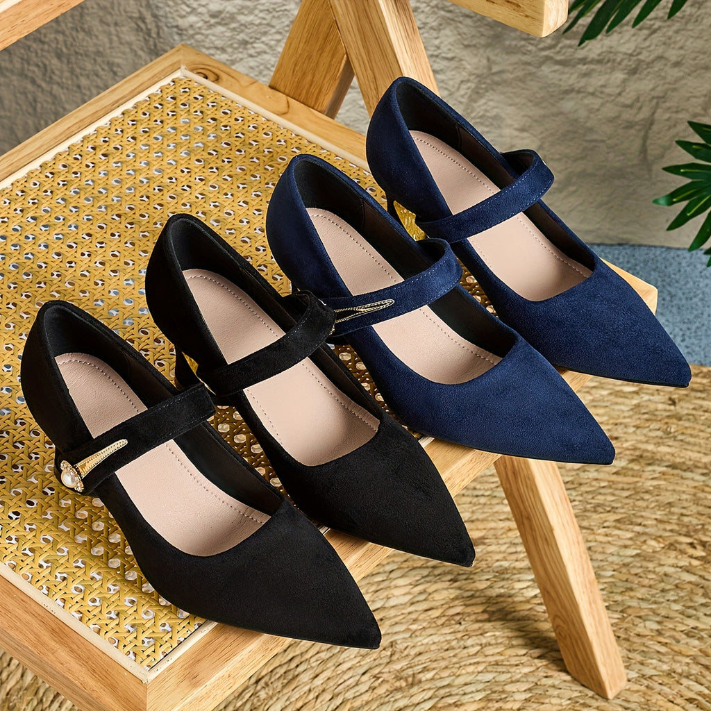 Elegant Women'S Casual Pointed Toe High-Heeled Mules, Comfortable Chunky Heel Versatile Style, Suitable for Travel, Outdoor Wear, And Night Club Parties., Women Shoes