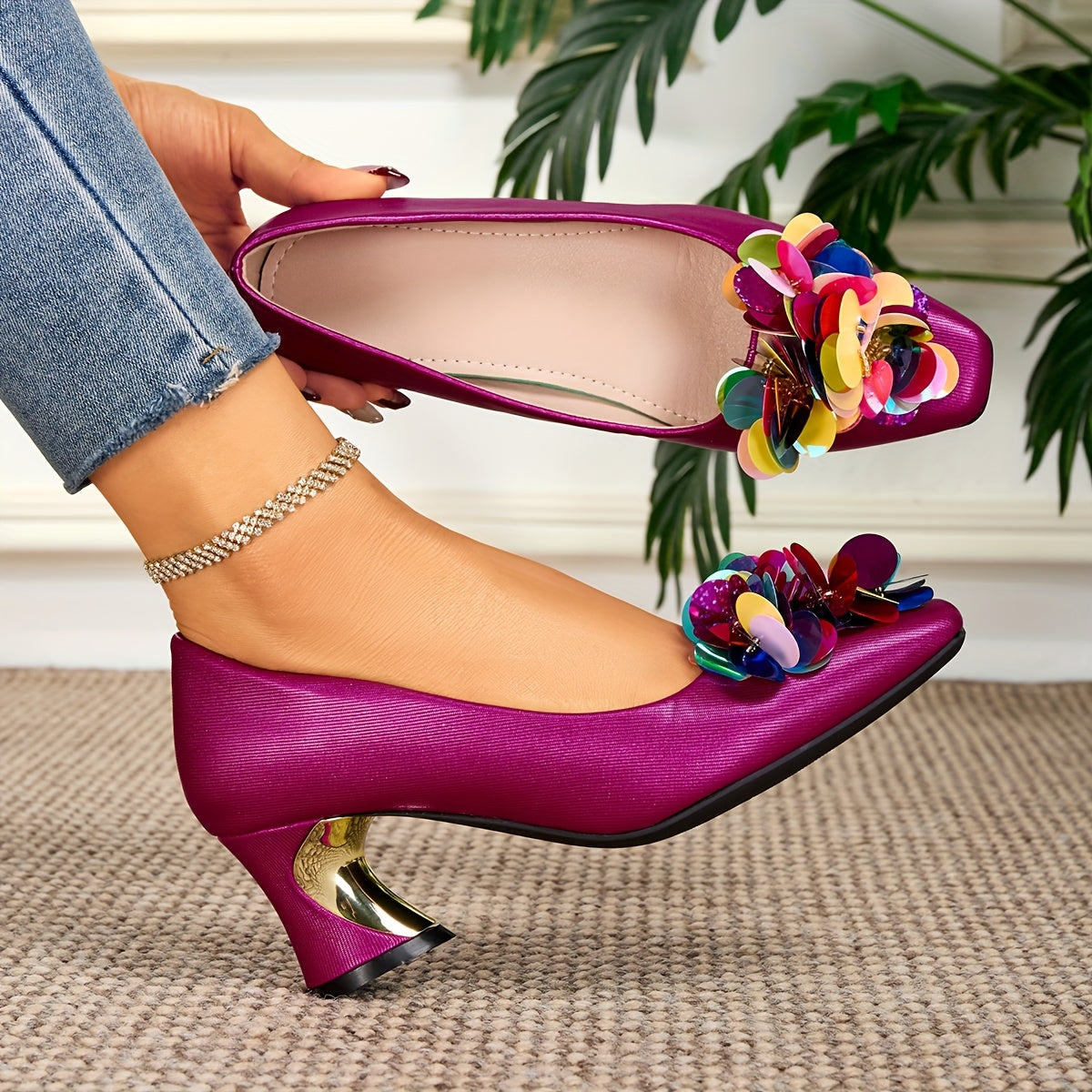 Elegant Women'S High Heels with a Chunky Square Toe, Stylish And Suitable for Weddings, Parties, Dances, Outdoor Wear, And Travel in Any Setting., Women Shoes