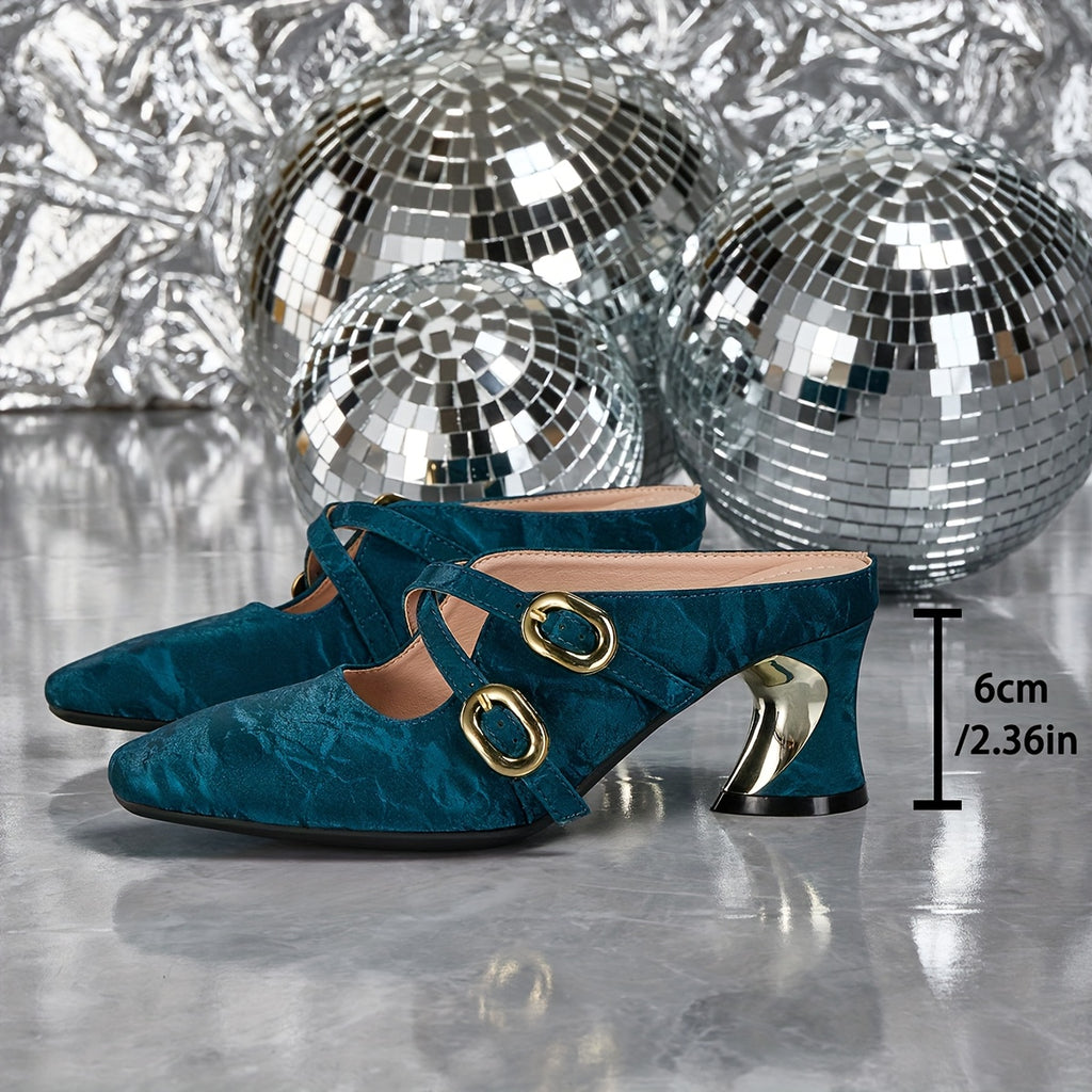 Elegant Women's High Heel Closed Toe Slide Sandals, Fashionable and Versatile Women's Shoes, Women Shoes