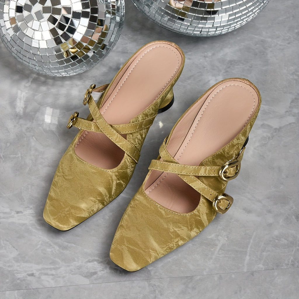 Elegant Women's High Heel Closed Toe Slide Sandals, Fashionable and Versatile Women's Shoes, Women Shoes