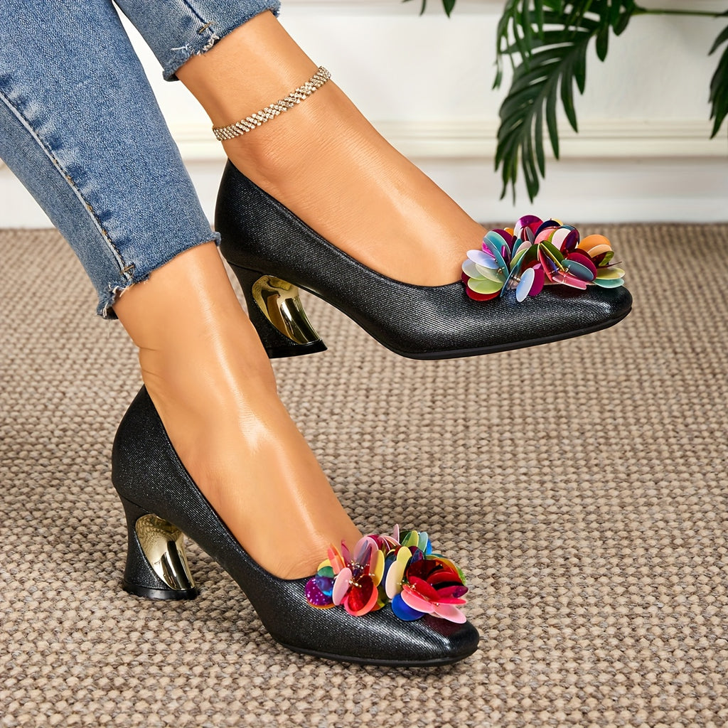 Elegant Women'S High Heels with a Chunky Square Toe, Stylish And Suitable for Weddings, Parties, Dances, Outdoor Wear, And Travel in Any Setting., Women Shoes