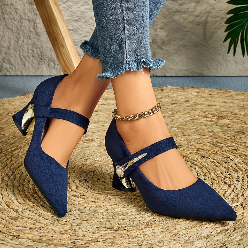 Elegant Women'S Casual Pointed Toe High-Heeled Mules, Comfortable Chunky Heel Versatile Style, Suitable for Travel, Outdoor Wear, And Night Club Parties., Women Shoes