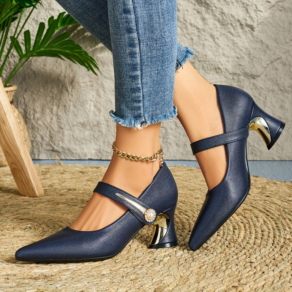 Ladies' Fashionable And Versatile Comfortable Chunky-Heeled Casual Shoes, Suitable for Any Occasion with Pointed Toes., Women Shoes