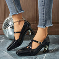 Ladies' Fashionable New Versatile Temperament Socialite Square Toe High Heels, Women Shoes