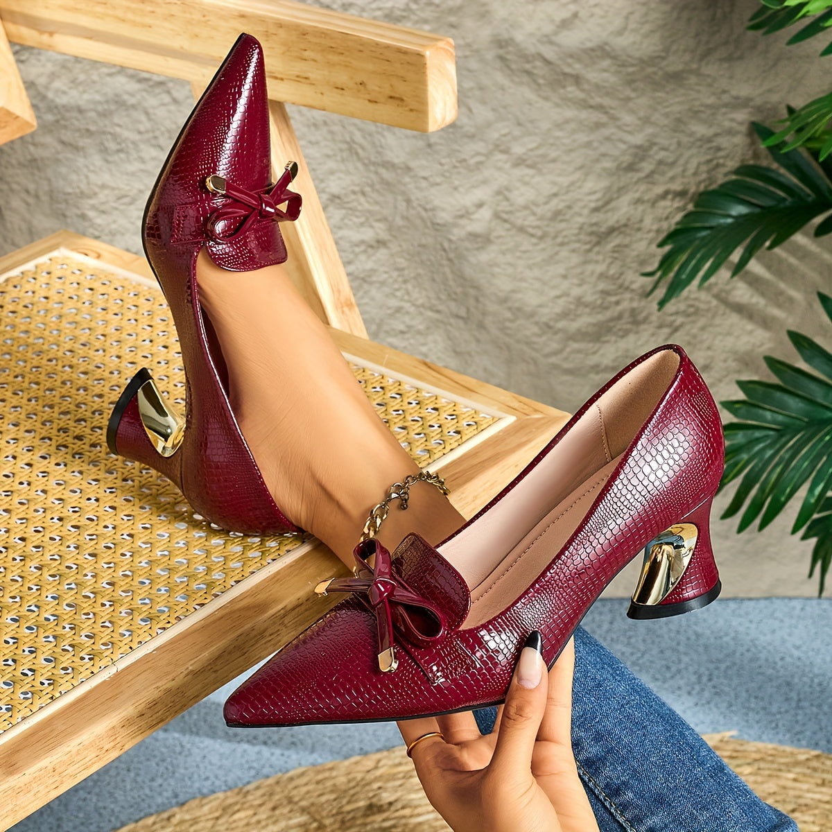 Ladies' Casual Deep Mouth Pointed Toe High Heels, Comfortable Chunky Heel Versatile Style., Women Shoes