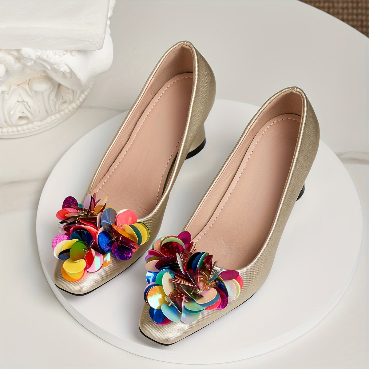 Elegant Women'S High Heels with a Chunky Square Toe, Stylish And Suitable for Weddings, Parties, Dances, Outdoor Wear, And Travel in Any Setting., Women Shoes