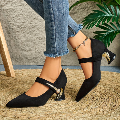Elegant Women'S Casual Pointed Toe High-Heeled Mules, Comfortable Chunky Heel Versatile Style, Suitable for Travel, Outdoor Wear, And Night Club Parties., Women Shoes