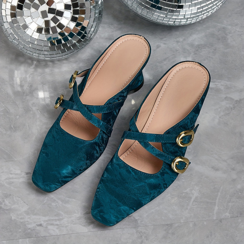 Elegant Women's High Heel Closed Toe Slide Sandals, Fashionable and Versatile Women's Shoes, Women Shoes