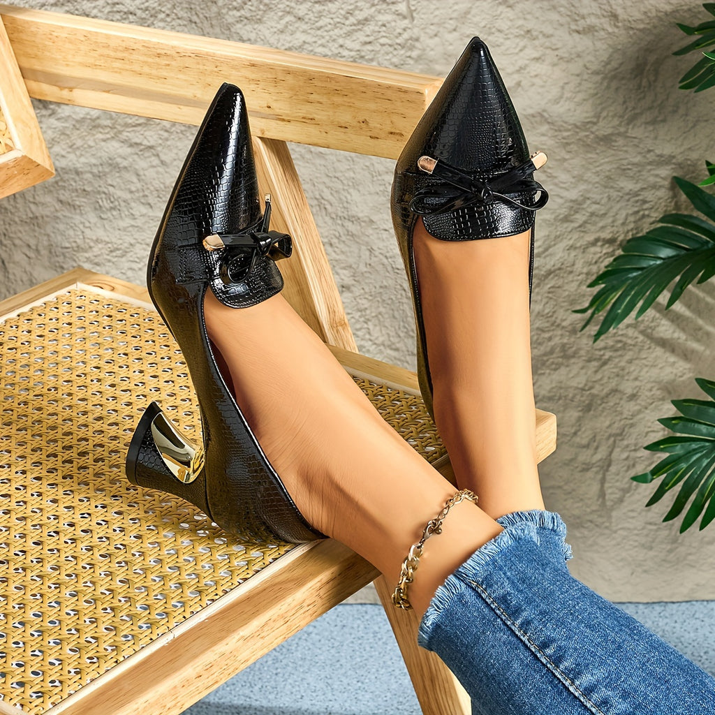 Ladies' Casual Deep Mouth Pointed Toe High Heels, Comfortable Chunky Heel Versatile Style., Women Shoes