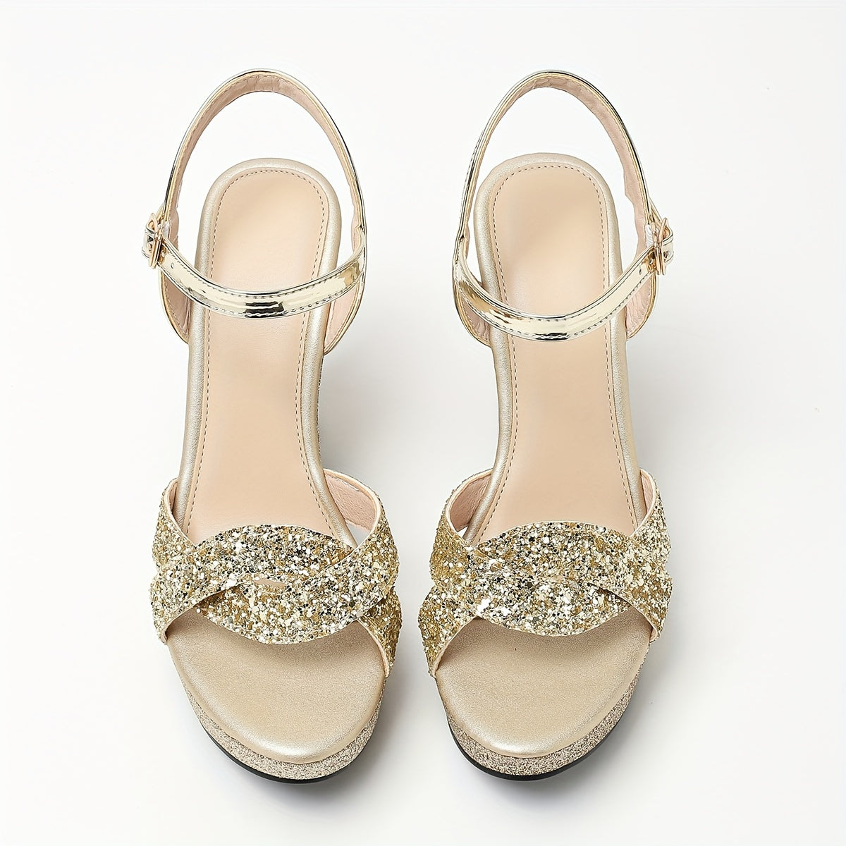 Elegant Party Sandals with Shiny Buckle High Heels for Women., Women Shoes