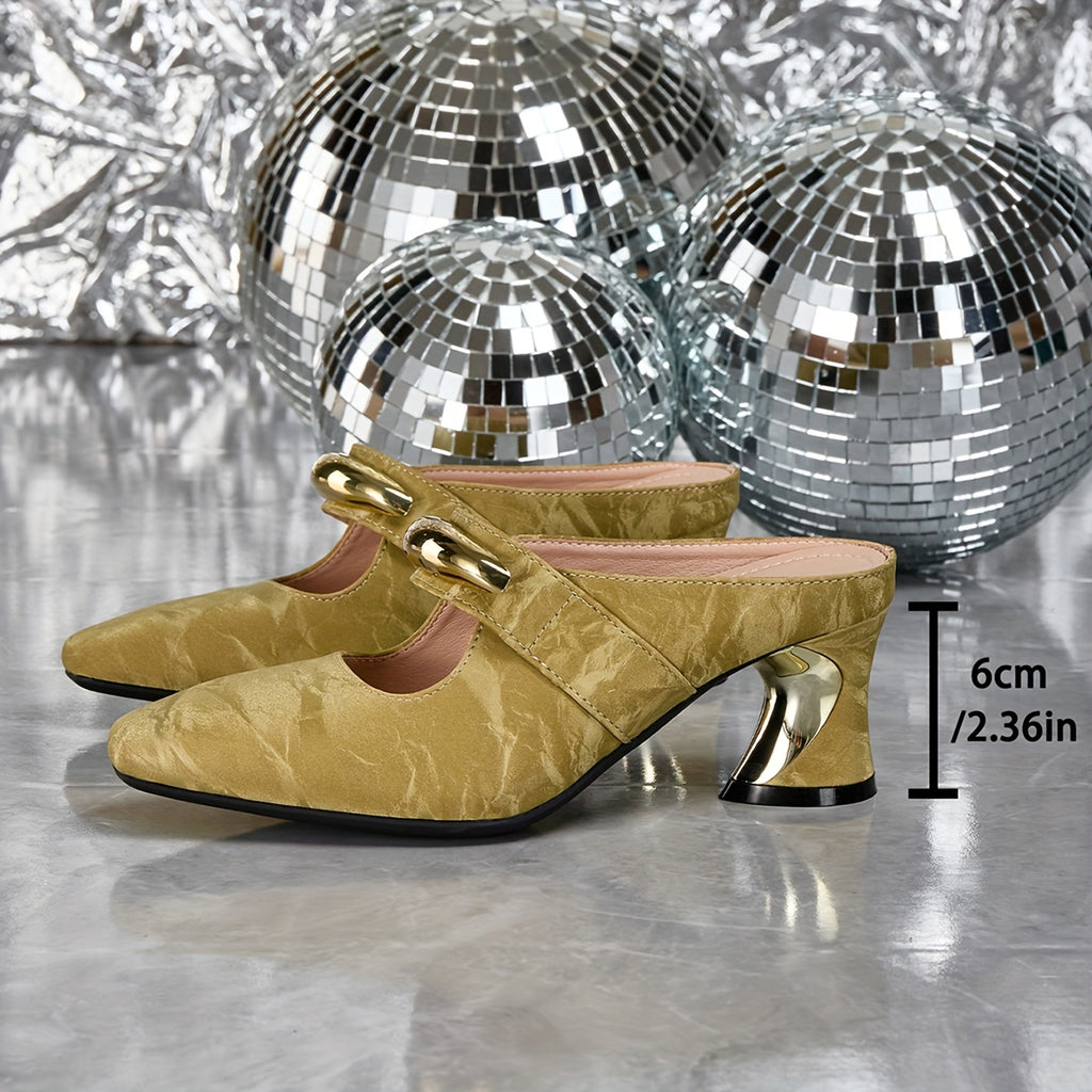 Elegant Women's / Single Buckle Pointed Toe High Heel Sandals / Chunky Heel Square Toe Women's Shoes / Women Shoes
