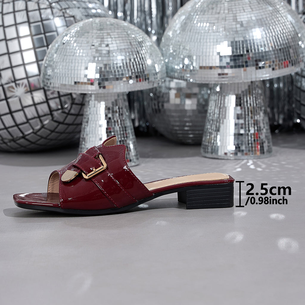 Elegant Women'S Stylish Patent Square-Toed Sandals, Women Shoes