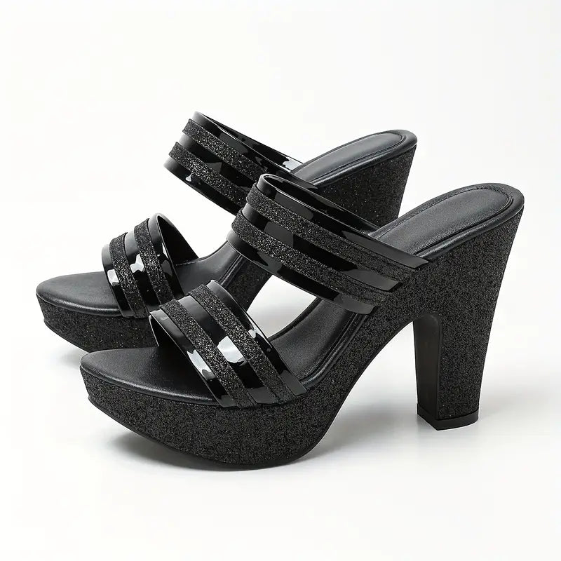Elegant Women'S Versatile Chunky High-Heeled Mules, Perfect for Parties And Nightclubs., Women Shoes