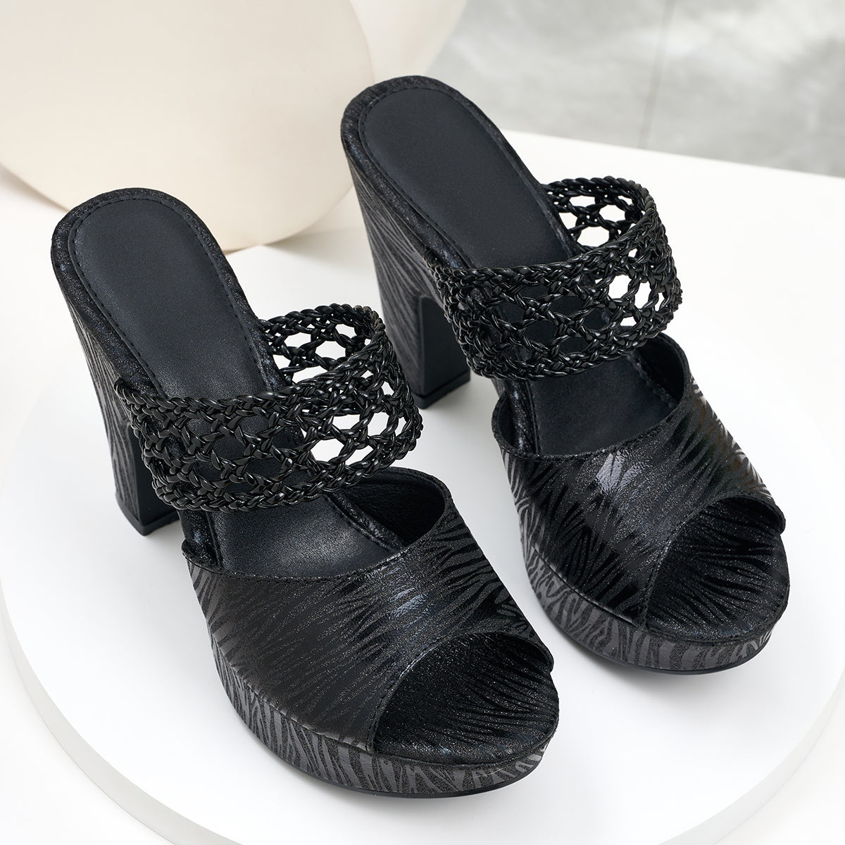 Elegant Women's Fashion Open-Weave High-Heel Sandals, Women Shoes