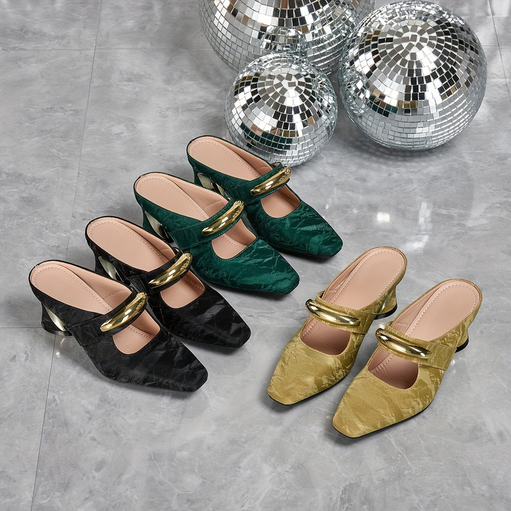Elegant Women's / Single Buckle Pointed Toe High Heel Sandals / Chunky Heel Square Toe Women's Shoes / Women Shoes