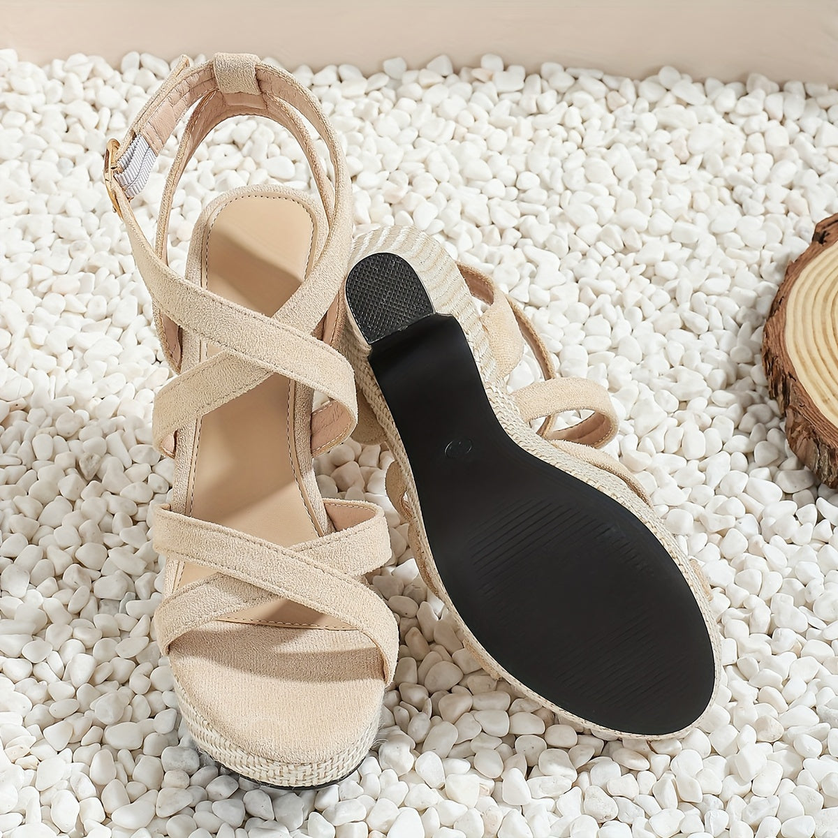 Elegant Women'S Summer New Foreign Trade Large Size Thick-Soled Lace-Up Sandals, European And American Open-Toe Round Toe Rope Tie High-Heeled Platform Fashionable Sandals., Women Shoes