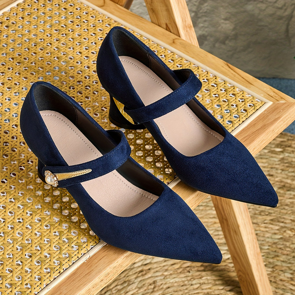 Elegant Women'S Casual Pointed Toe High-Heeled Mules, Comfortable Chunky Heel Versatile Style, Suitable for Travel, Outdoor Wear, And Night Club Parties., Women Shoes
