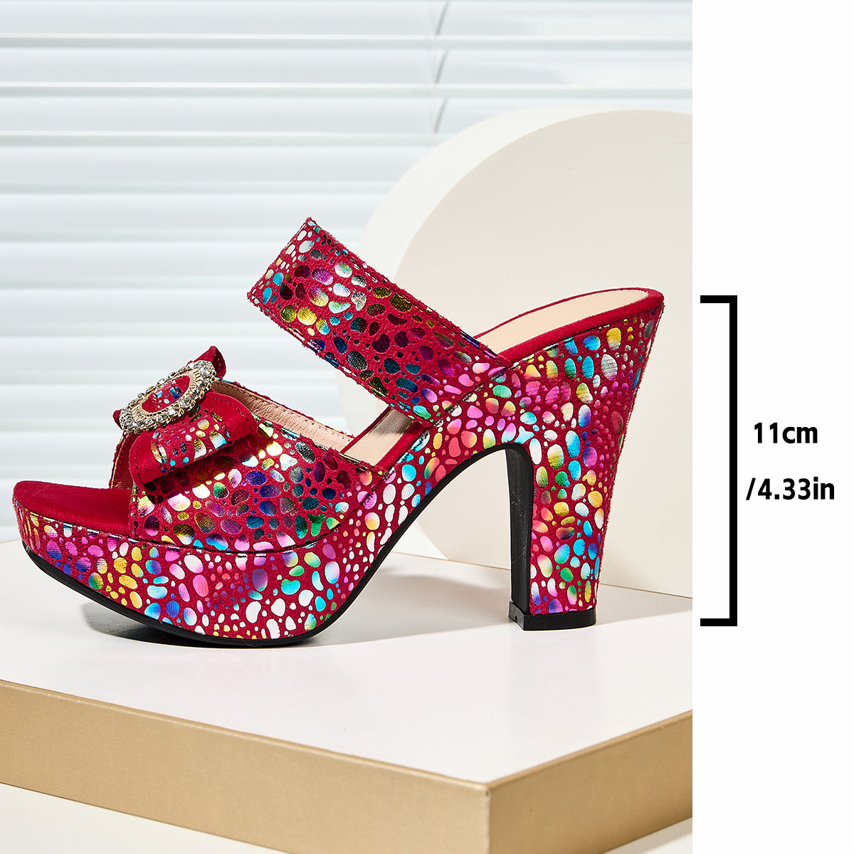 Women's Stylish Metallic/Animal Print High-Heeled Sandals with Bow/Rhinestone Buckle/Perfect for Parties/Women Shoes