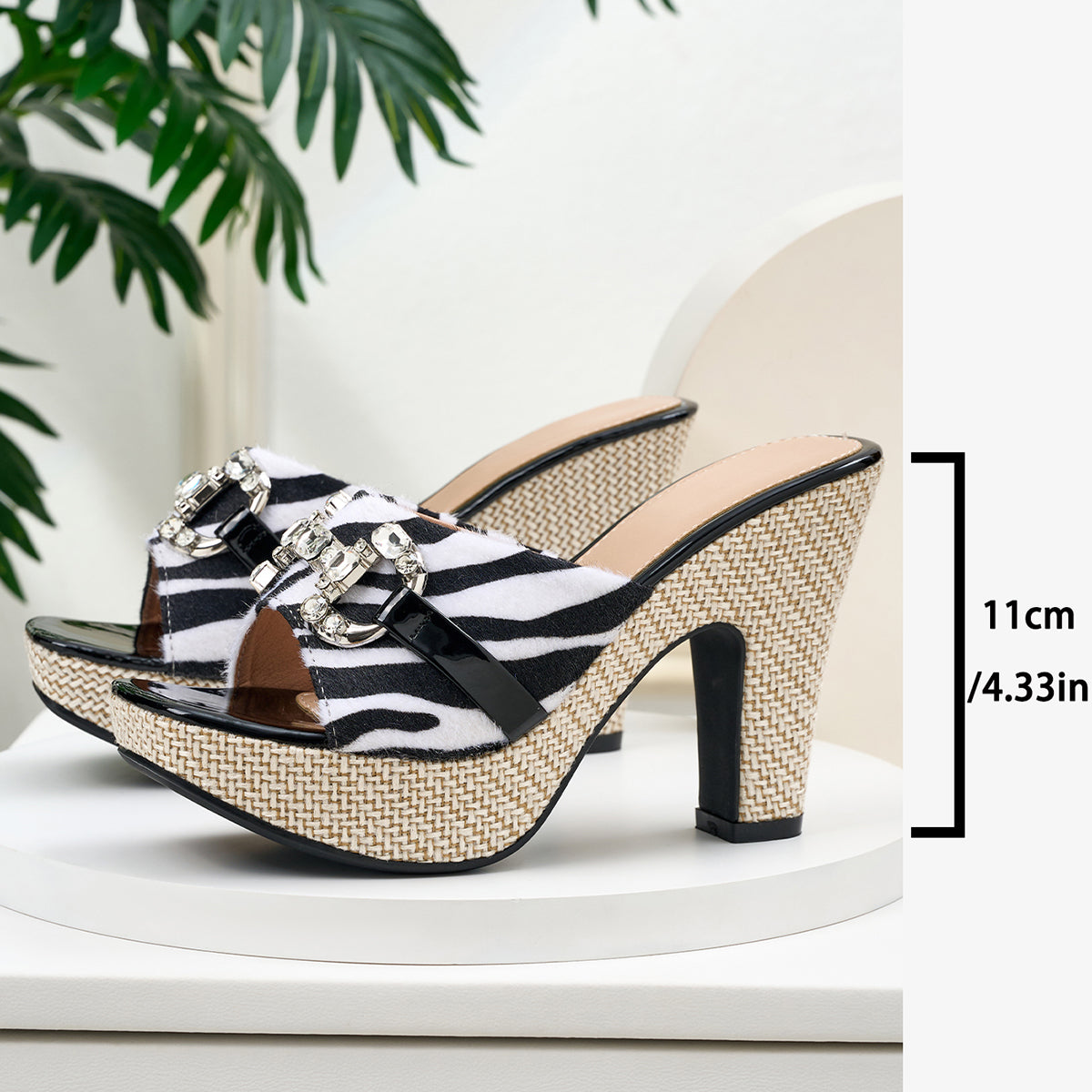 Elegant Women'S Zebra Print High-Heeled Sandals for Outdoor Wear, Women Shoes