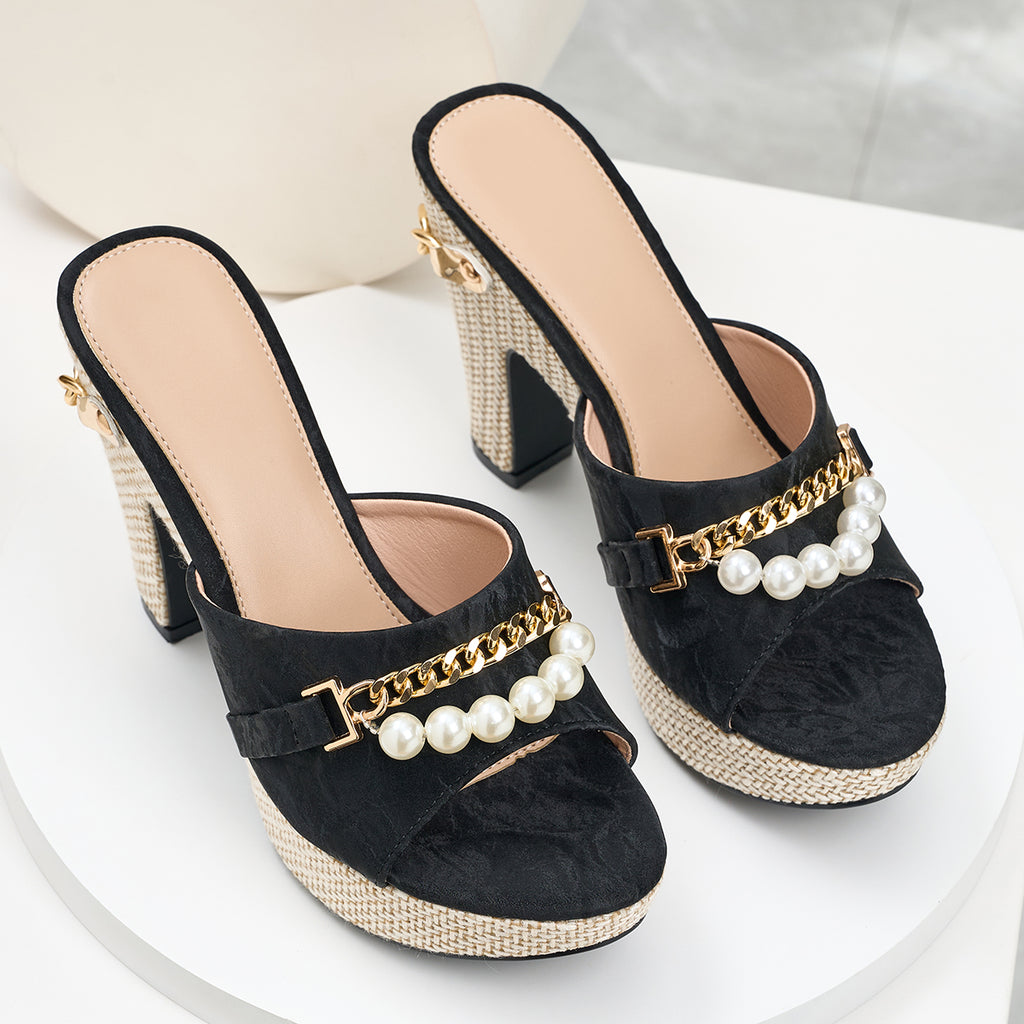 Elegant Women'S Pearl Chain High-Heeled Sandals, Women Shoes