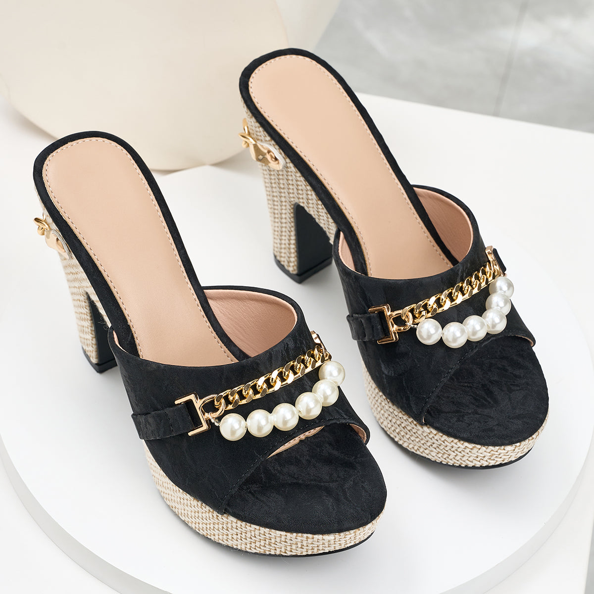 Elegant Women'S Pearl Chain High-Heeled Sandals, Women Shoes