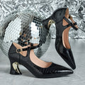 Versatile European and American Style Fashionable Embossed Patent Pointed High Heels, Women Shoes