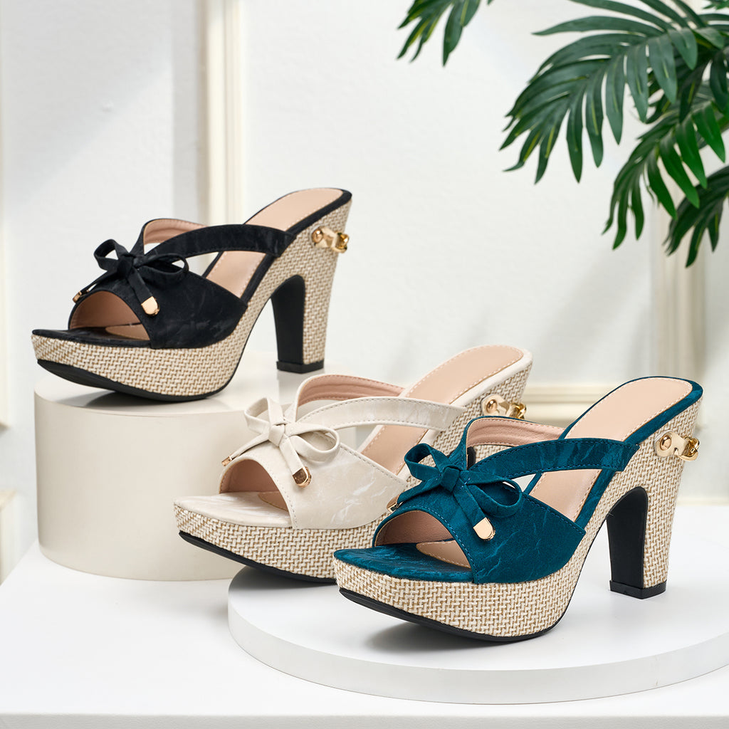 Elegant Women'S High-Heeled Sandals with a Bow And Square Toe, Women Shoes