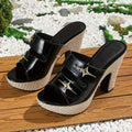 Elegant Women'S Casual Minimalist High-Heeled Sandals with Solid Color And Metal Buckle, Versatile Shoes Suitable for Parties, Banquets, And Leisure., Women Shoes
