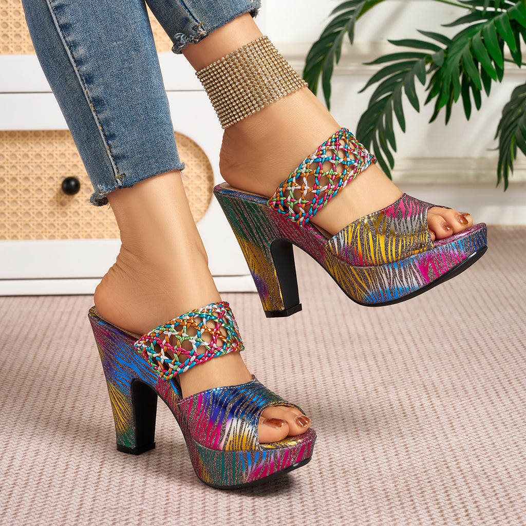 Elegant Women's Fashion Open-Weave High-Heel Sandals, Women Shoes