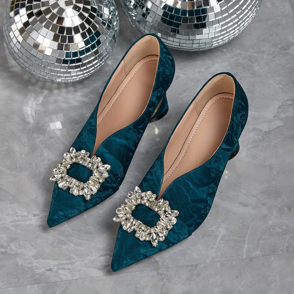 Elegant Women'S High Heels Paired with Stylish Pointed-Toe Shoes Adorned with Rhinestones., Women Shoes