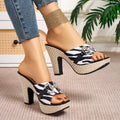 Elegant Women'S Zebra Print High-Heeled Sandals for Outdoor Wear, Women Shoes