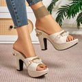 Elegant Women'S Pearl Chain High-Heeled Sandals, Women Shoes