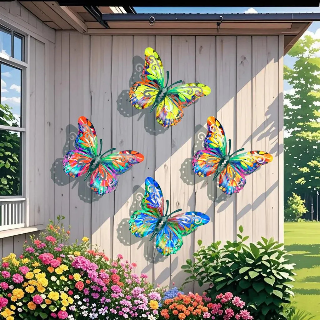 🦋Vibrant Metal Butterfly Wall Art – 4 Color Set