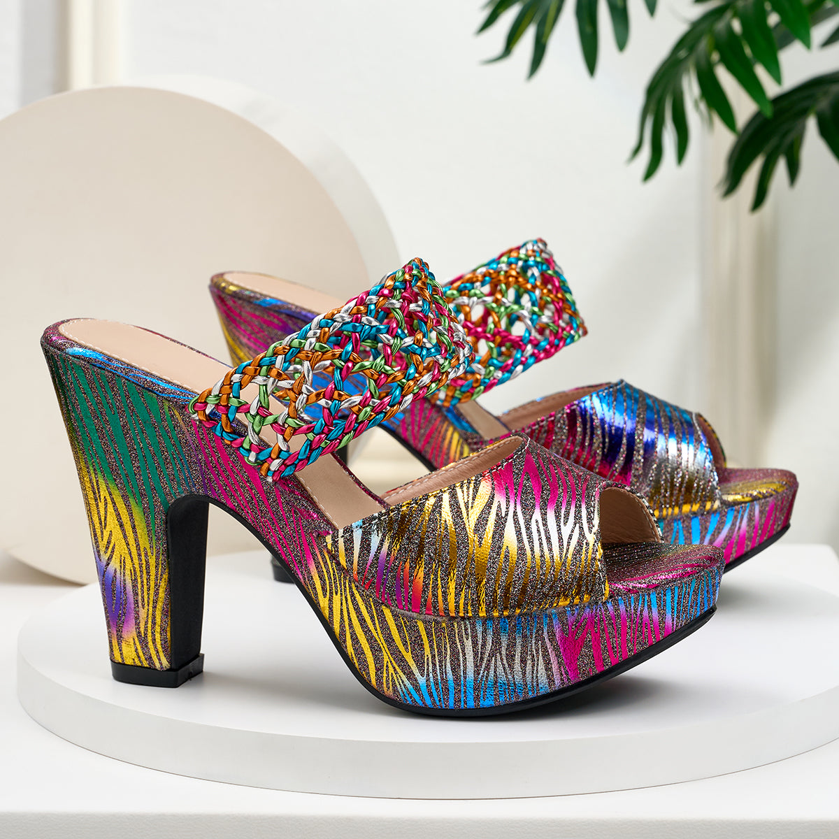 Elegant Women's Fashion Open-Weave High-Heel Sandals, Women Shoes