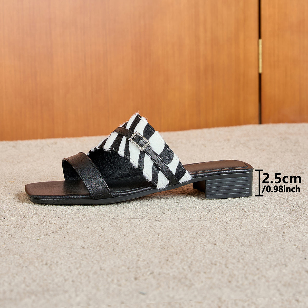 Elegant Women's Zebra Print Webbing Slide Sandals, Women Shoes