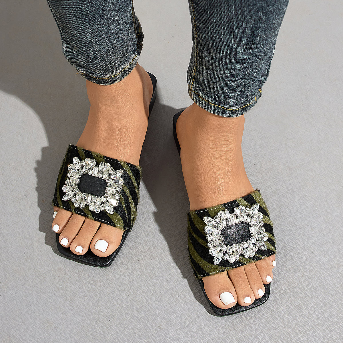 Elegant Women's Square-Toe Shoes with Buckle, Women Shoes