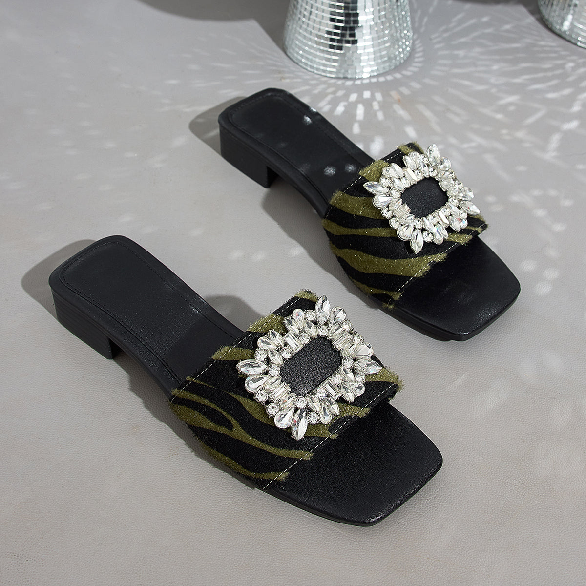 Elegant Women's Square-Toe Shoes with Buckle, Women Shoes