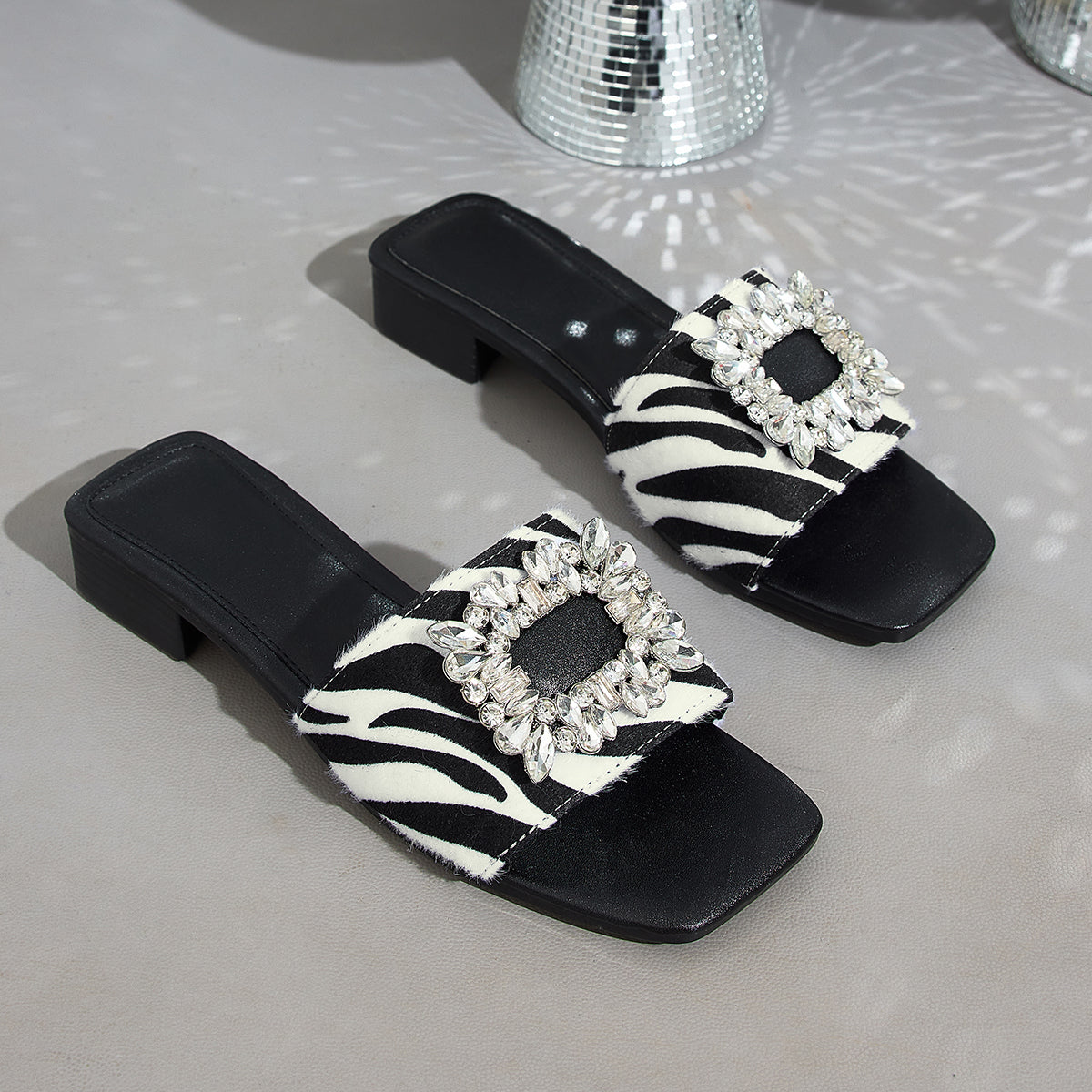Elegant Women's Square-Toe Shoes with Buckle, Women Shoes