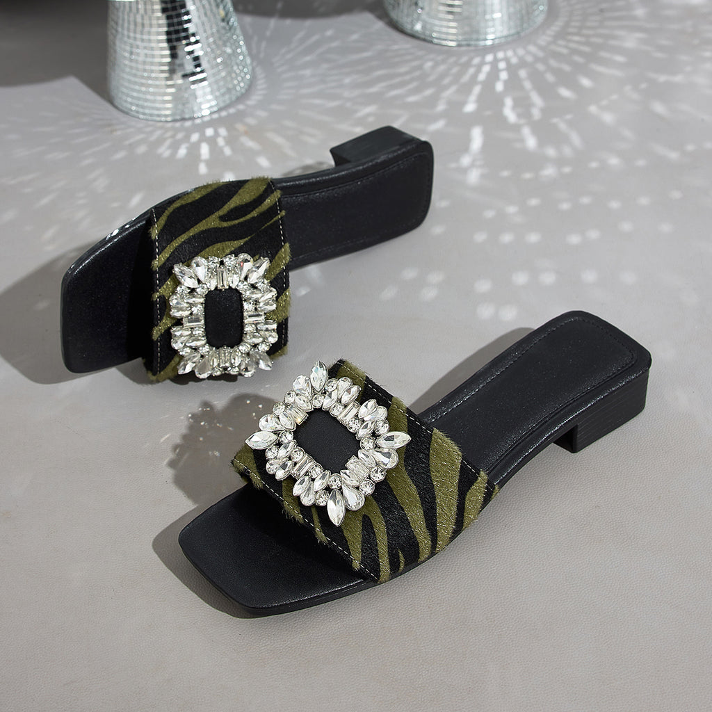 Elegant Women's Square-Toe Shoes with Buckle, Women Shoes