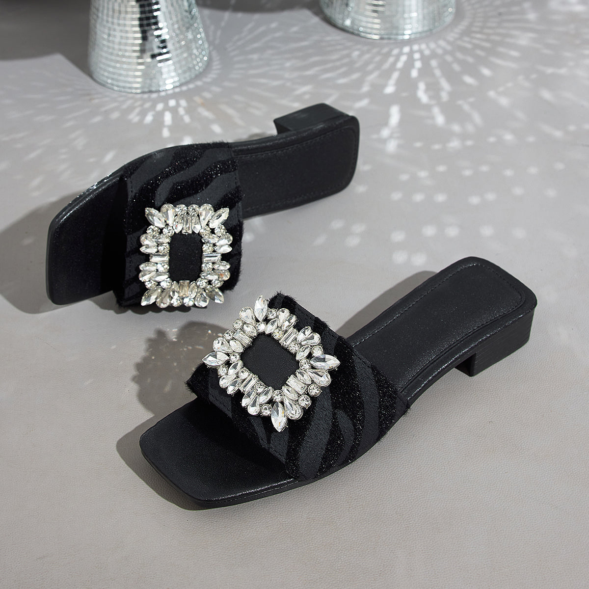 Elegant Women's Square-Toe Shoes with Buckle, Women Shoes