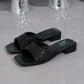 Elegant Women's Square-Toe Sandals with Sparkling Rhinestones, Women Shoes