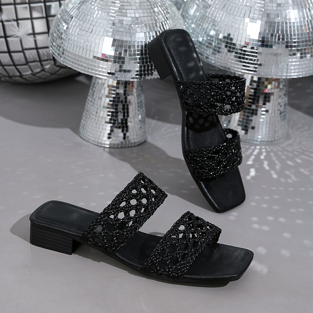 Elegant Women's Openwork Woven Slippers, Women Shoes