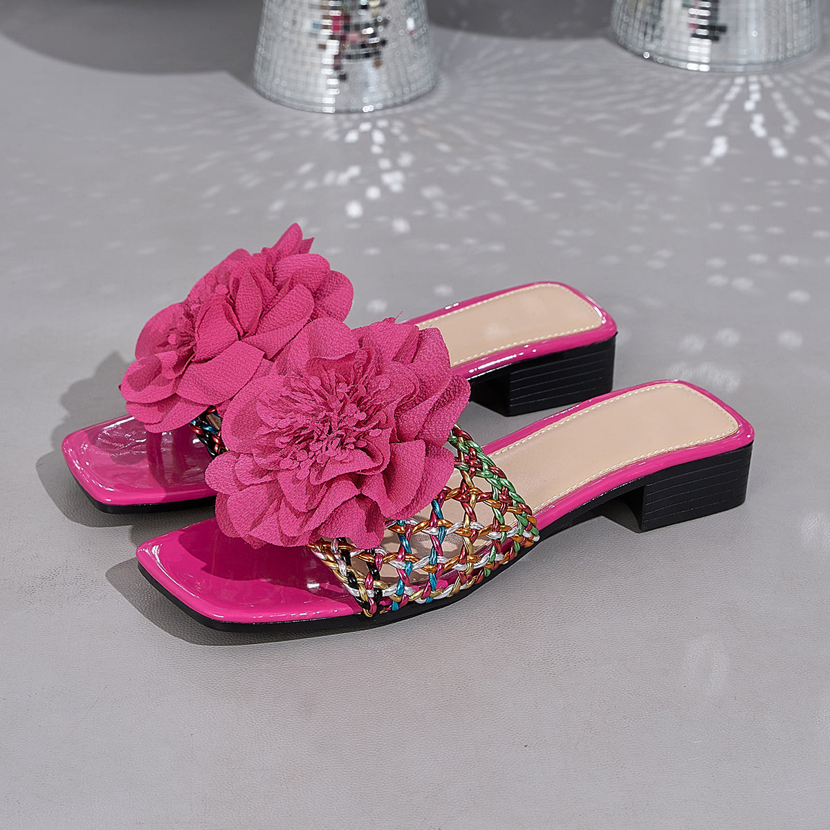 Elegant Women's Colorful Woven Flip-Flops, Women Shoes