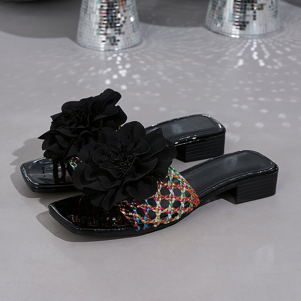 Elegant Women's Colorful Woven Flip-Flops, Women Shoes