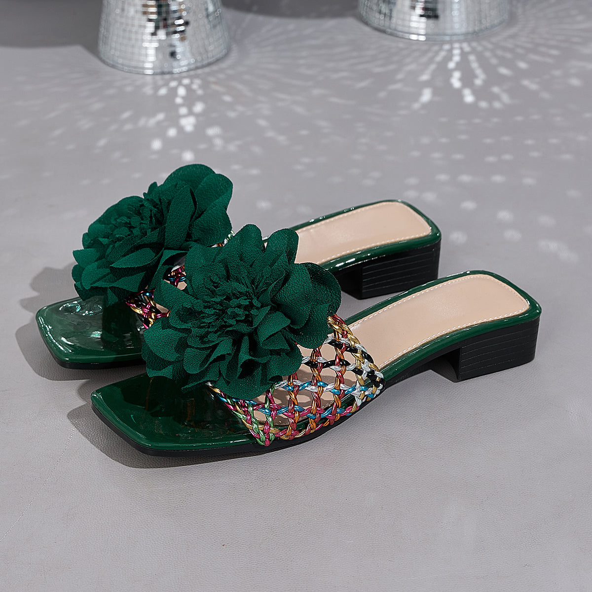 Elegant Women's Colorful Woven Flip-Flops, Women Shoes