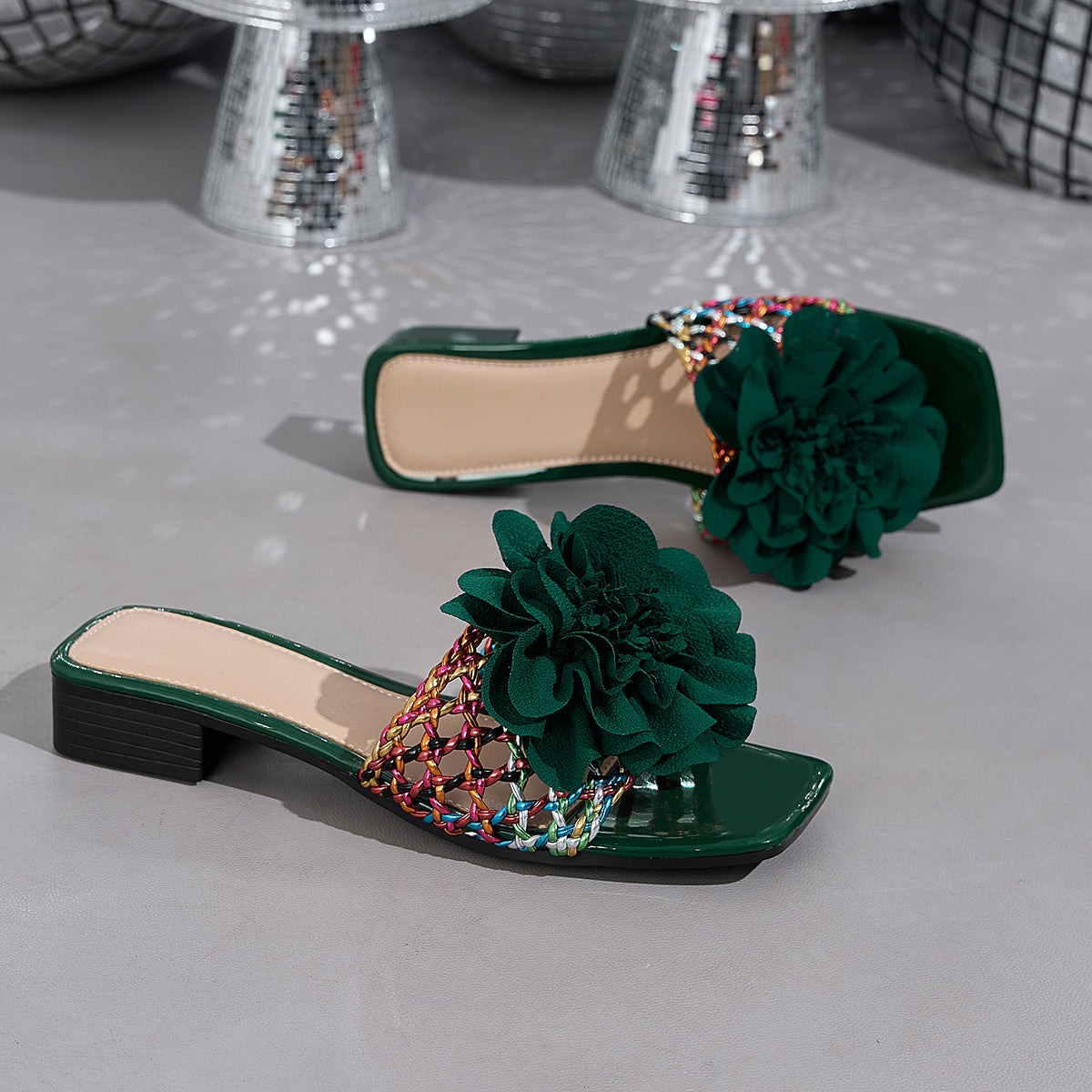 Elegant Women's Colorful Woven Flip-Flops, Women Shoes