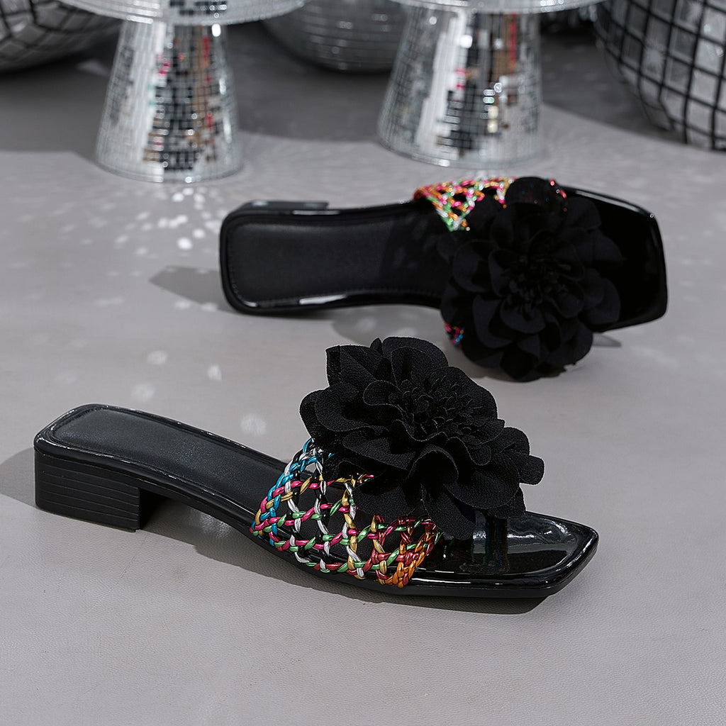 Elegant Women's Colorful Woven Flip-Flops, Women Shoes